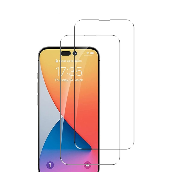 Skärmskydd för iPhone 14 Pro härdat glas - 2 förpackningar