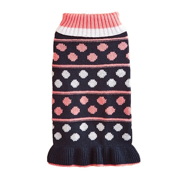 Hundtröja Klänning Hundtröja med Koppelhål Stickad Varm Hundkläder med Pom Pom Boll för Höst Vinter