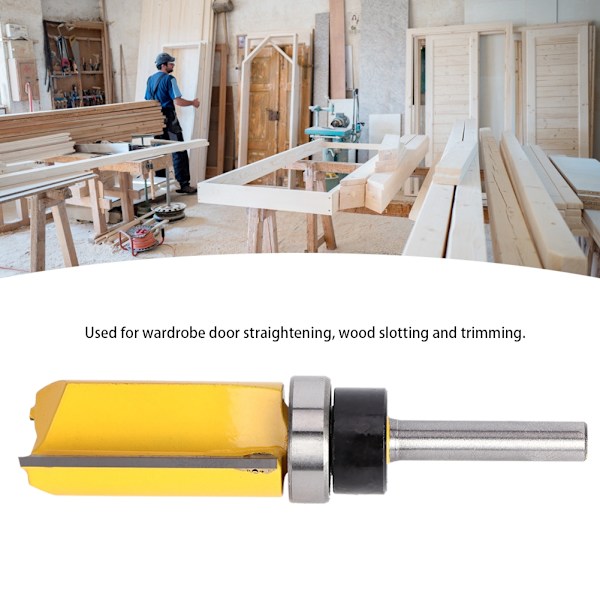 1/4 tum Skaft Träbearbetningsfräs Carbonstål Flush Fräsbit Rak Trimming Fräsverktyg 6x19x38mm