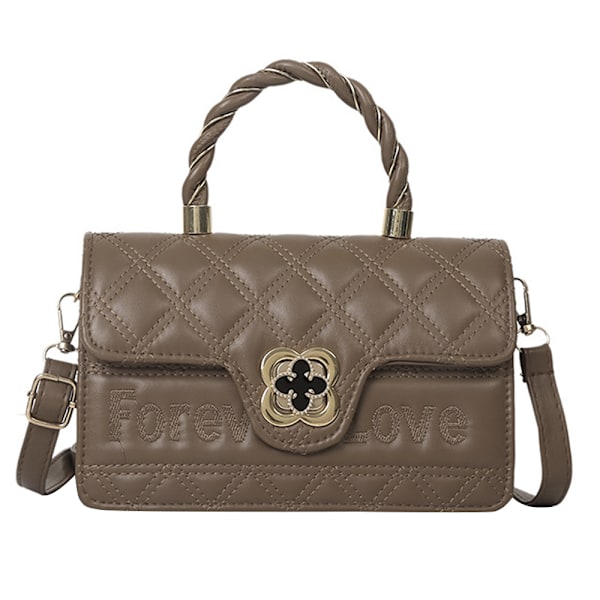 Liten quiltet crossbody-veske og håndveske med klaff og kjede-skulderstropp for kvinner