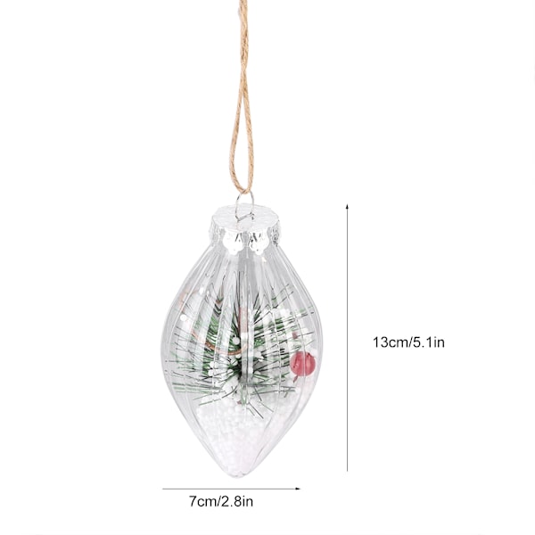 DIY Spisse Hode Vertikale Striper Juletrærkule Transparent Åpen Plast Henge OrnamentB