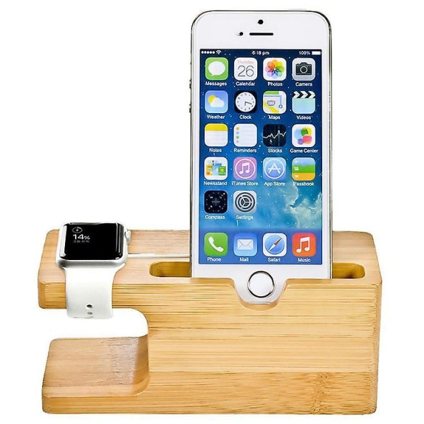Kompatibel för Apple Watch Stand Iwatch Bamboo Wood Charging