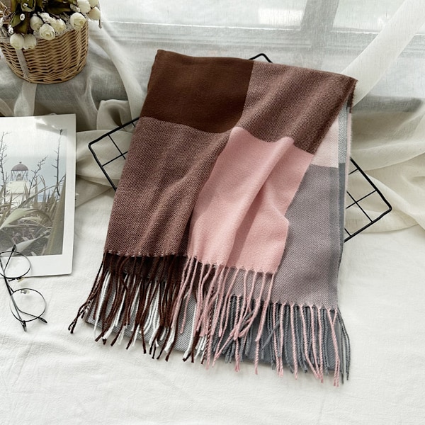Kvinnors Lång Rutig Pläd Chunky Överdimensionerad Vinter/Höst Varm Halsduk Stor Tartan Halsdukar Wrap Sjal