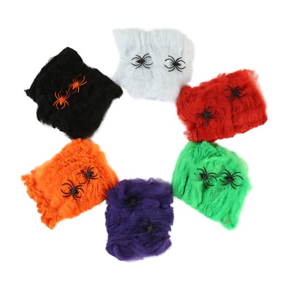 6 pcs Halloween Prop Spider Cotton Decoration Spider Web Tricky