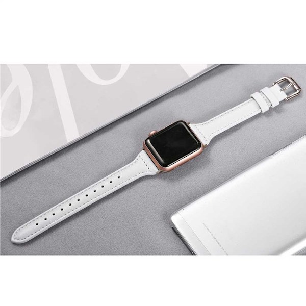 Läderband Kompatibla med Apple Watch 38mm-40mm /42mm-44mm, Toppskiktsläderband Smalt & Tunnt Armband för iWatch Serie 5/4/3/2/1