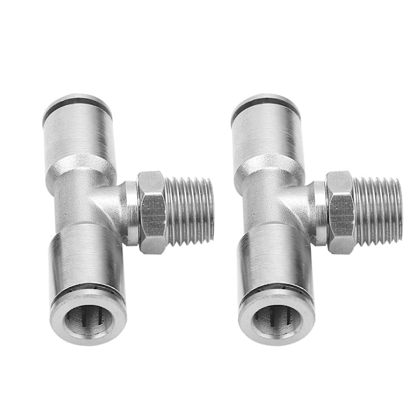 2 stk. All-kobber nikkelbelagte 8mm 3-vejs pneumatisk hurtigkobling + BSPP hantråd (1/4'')