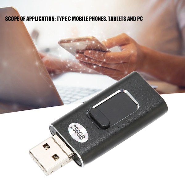 USB C Minnestick USB C till USB A 2.0 256G Plug and Play Hög Hastighet USB C Flash Drive för Telefon Surfplatta Dator