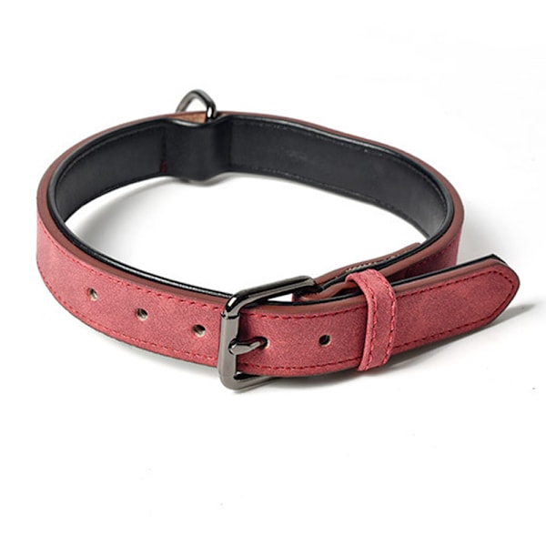 Äkta läder hundhalsband mjukt andningsbart foder metall rost | | metall