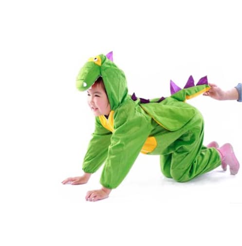 Halloween børne grøn dinosaur realistisk kostume L