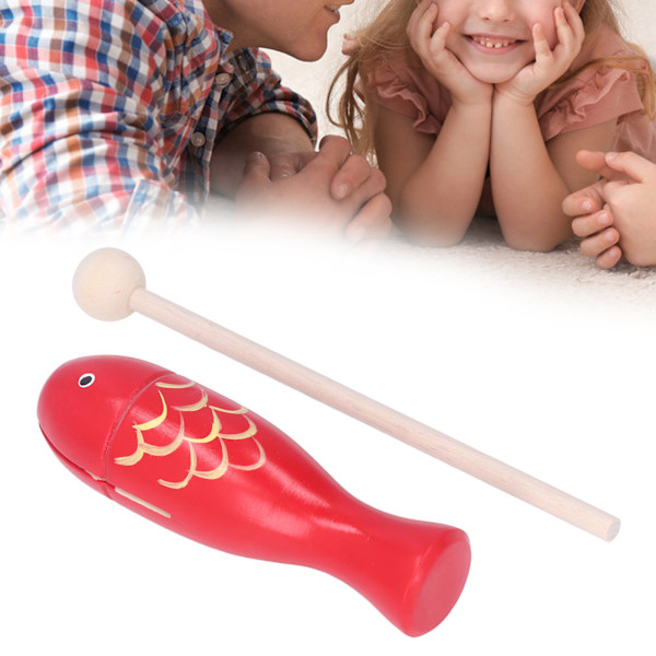 Percussion Instrument Fisk Formet Bærbar Træmusikinstrument Til Børn Småbørn Rød