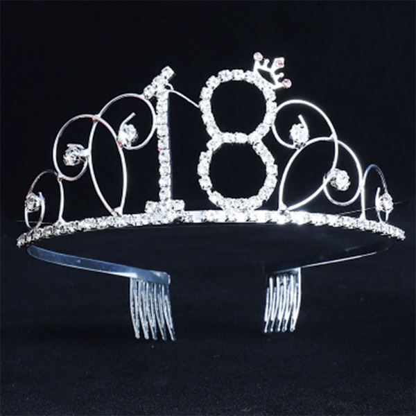 Födelsedagskrona Tiara med hårkam Kristall Rhinestone Silver Födelsedagspresent för kvinnor Prinsessfesttillbehör och dekorationer med kristall