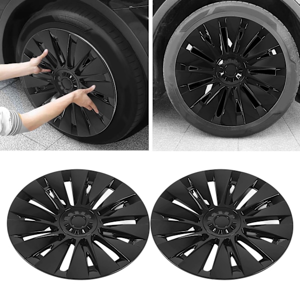 4 st Navkapsel Hjulskydd Blank Svart Hög Skydd Navkapsel Fälg Hjulskydd Ersättning för Tesla Model Y