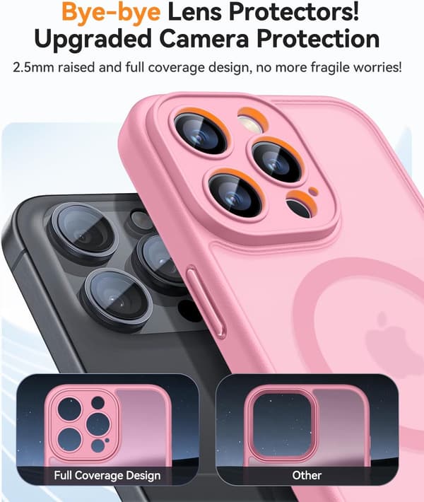 Magnetic Case for iPhone 16 Pro Max with Full Camera Protection [MagSafe Compatible] [Transparent Matte] Protective Phone Case, Hot Pink Pink iPhone 16 Pro Max