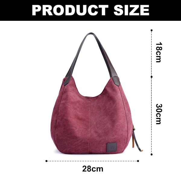 Dames multi-lomme skuldertaske, canvas håndtaske, skuldertaske, kunstnerisk og minimalistisk