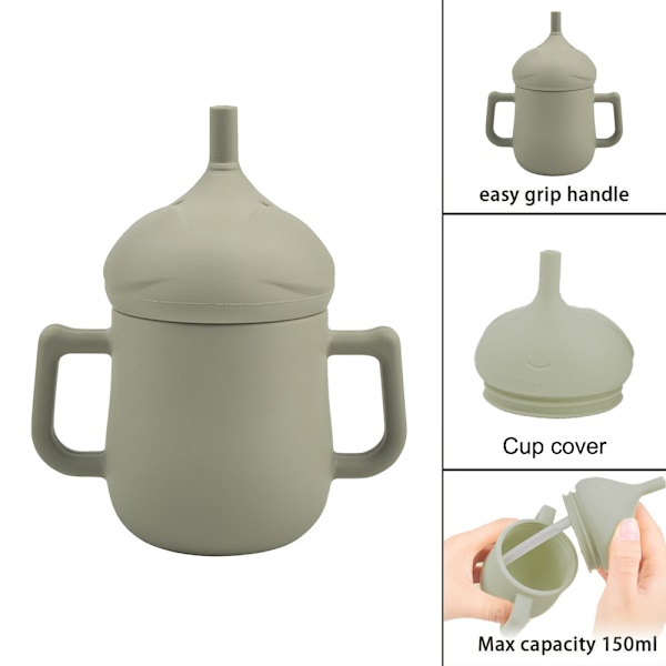 Silikon Sippy Cup med Myk Tut, Lekkasikkert Lopp, Anti-Skli Håndtak for Babyer og Småbarn