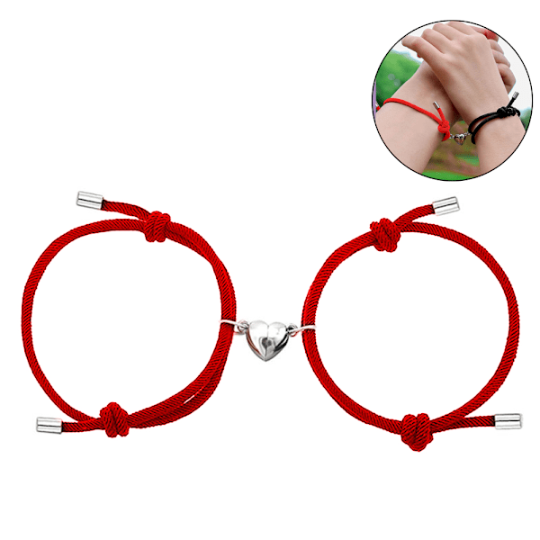Magnetiska armband med charm-hänge, flätade rep-armband med magnetiska klockor, eviga kärlekslöften, 1 par för kvinnor och män