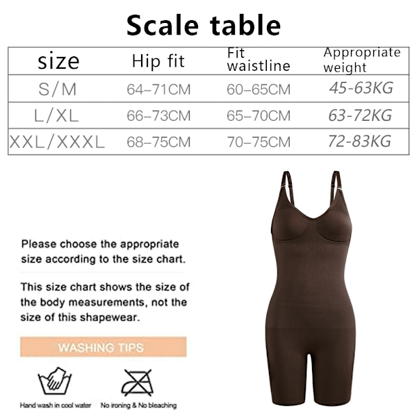 Bodysuit til kvinder med mavekontrol Shapewear Mid-lår Sømløs Full Body Shaper Justerbar - Brun