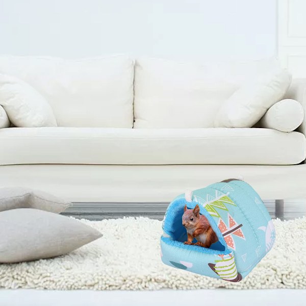 1 st blå hamster bomullsbo i fyra storlekar Välj holländsk gris blomgren Gren marsvin bo vintertillbehör