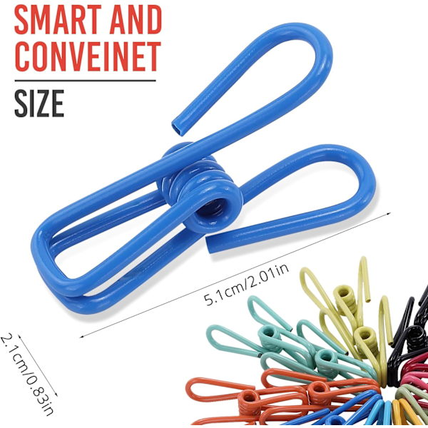Diverse Chip Bag Clips Utility Pack om 30 - PVC 2 tums belagd färgglad försegling för att försegla mat - pappershållare, klädselklämma för att hänga tvätt,
