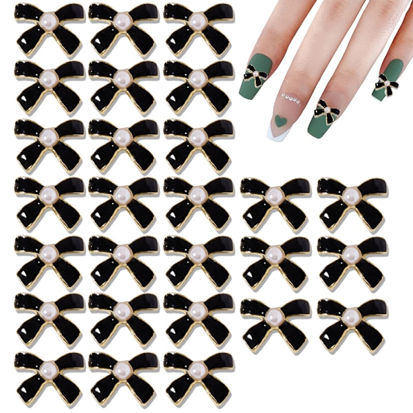 3D Neglecharms Bøjler, 30 stk. Bøjle Knude Perle Smykker Negle Dekorationer til Neglekunst Dekoration, Metal Legering Negle Studs til DIY Smykker Mobiltelefon Håndværk