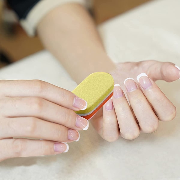 Mini Nagelfilsblock, 100/180 Grit Svamp Nagelfils för Akrylnaglar, Poleringsblock Dubbelsidigt för Manikyrverktyg