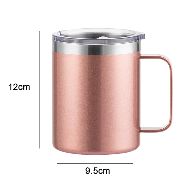 Mode-kaffe-kopp i rostfritt stål med handtag, dubbelväggig isolering