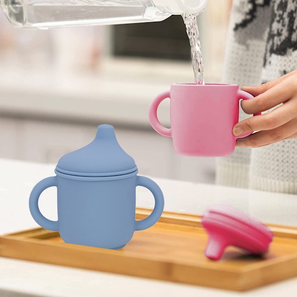Silikon Sippy Cup og Treningskopp for Baby - Myk Tut og Håndtak - Uknekkelig - Lett å Gripe