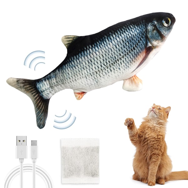 Katt leksaker Flopping fisk med SilverVine och Catnip, Flyttande katt kicker, Floppy Wiggle fisk för små hundar