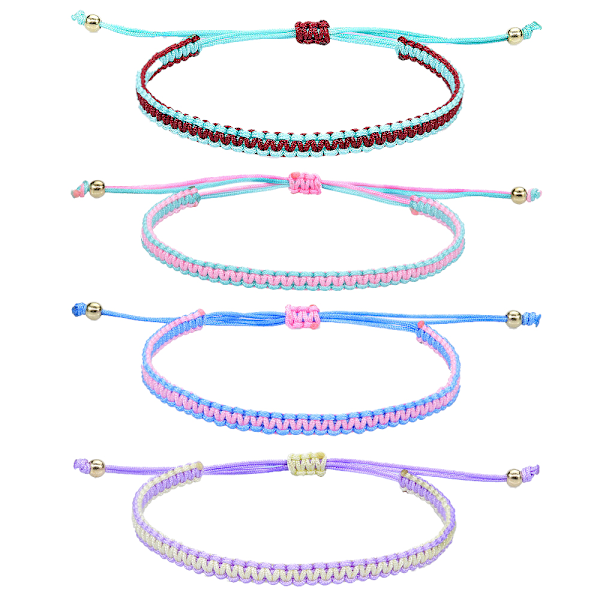 4 stk Justerbare Armbånd for Kvinner, Smykketilbehør for Kvinner og Tenåringsjenter, Lykke