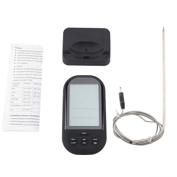 Digital Trådløs Grilltermometer BBQ Kjøtttermometer Matprobe
