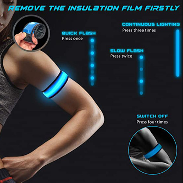 LED-reflekterande klapp-armband, lysande handledsband för nattlöpning, utomhussporter