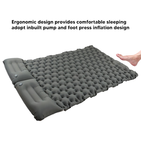 Camping Sovsäckspad Grå Vattentät Nylon Ergonomiskt Stöd Fotpump 60S Uppblåsbar Sovmätta för Utomhuscamping