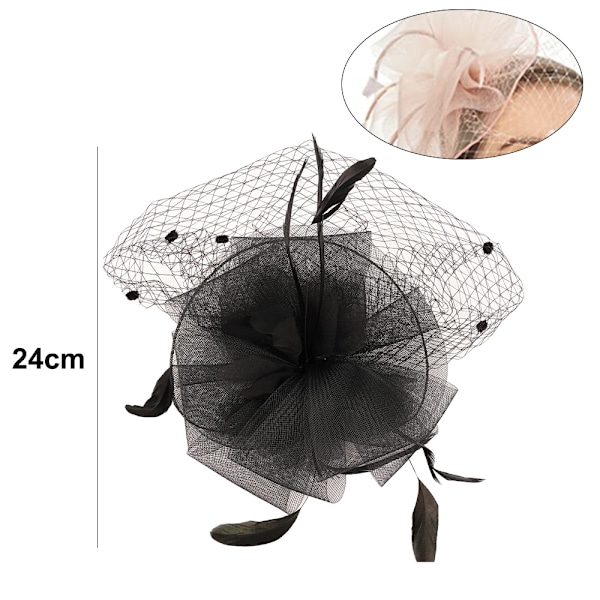 Fascinator Hattar 20-tal 50-tal Hatt Cocktail Te Party Huvudbonad med Slöja för Flickor och Kvinnor