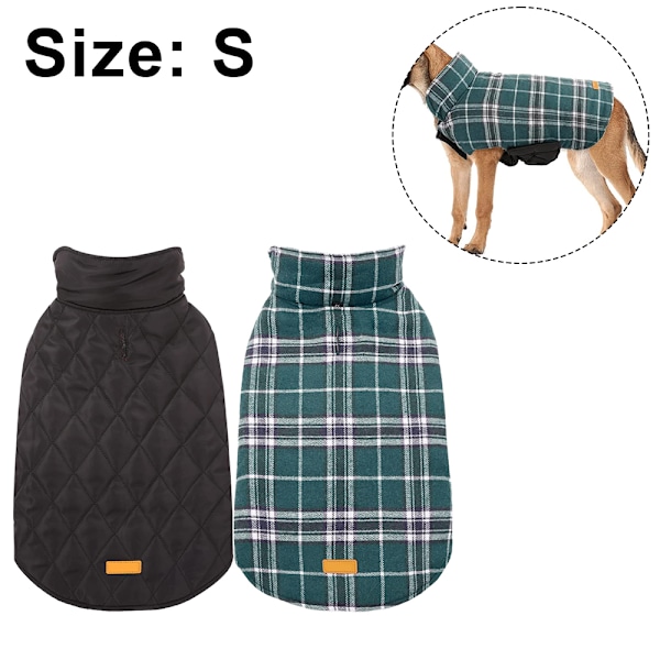 Vanntett jakke for hunder, vindtett vinterjakke for hunder, reversible hundeklær i britisk stil, rutete hundegenser