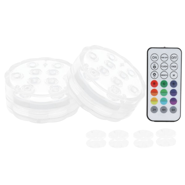 2Pcs 16 Color RGB LED Pool Lights IP68 Fish Tank Remote