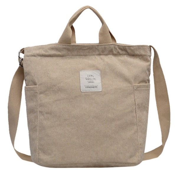 Corduroy-väska, blixtlåsficka axelremsväska crossbody väska Casual Work College Shopping kvinnor
