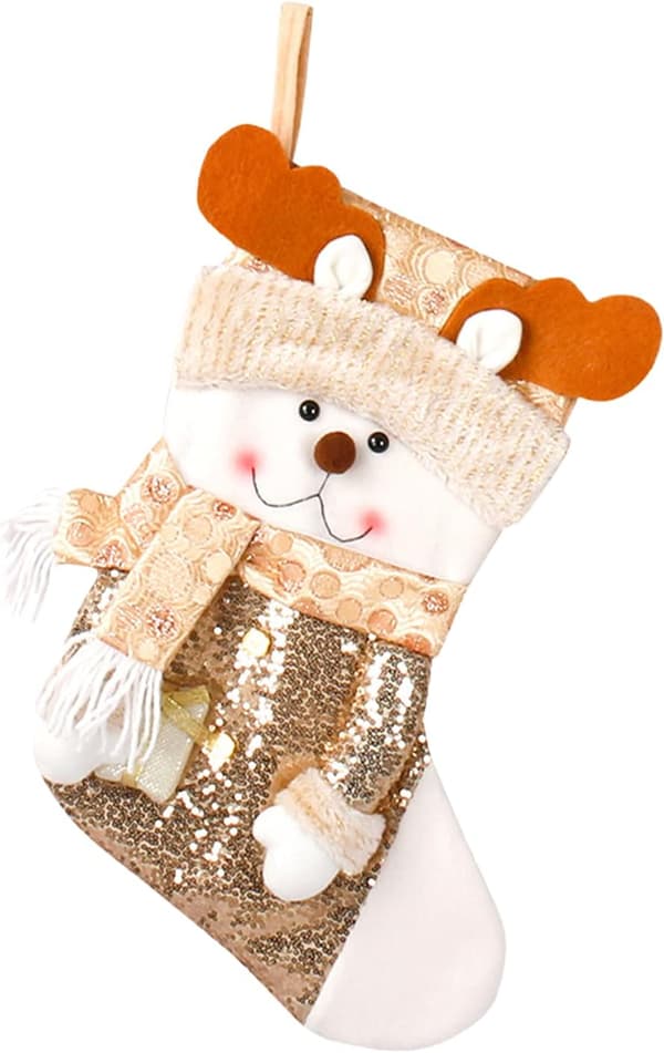 Creative 3D Christmas Stocking Soft Polyester Ornament Candy Bag Christmas Tree Hanging Home Decor Deer[TT]