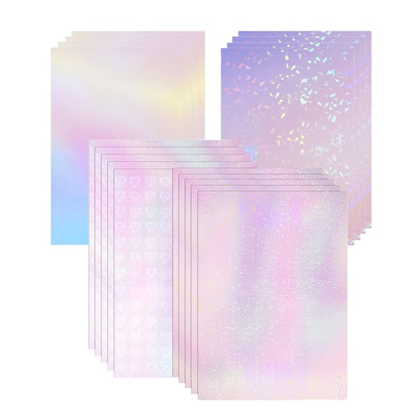 Table Decorations, Crushed Diamond Glitter Holographic Cold Laminate Self-Adhesive Sheets 12 Sheets A4 Size For Scrapbooks Posters DIY Crafts[TT]