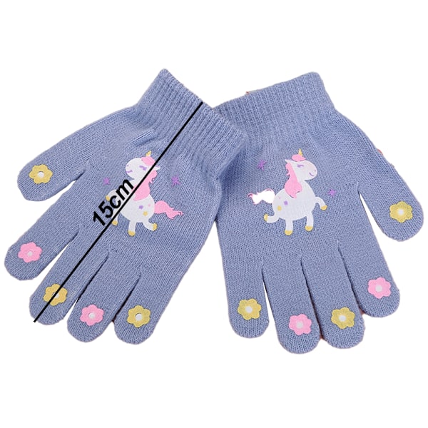 Hanske for barn, vinterstrikkhansker, elastiske hansker med fulle fingre for gutter og jenter
