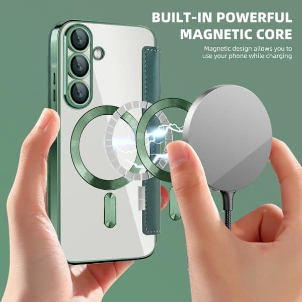 Samsung Galaxy A56 5G Case MagSafe RFID Anti-theft Rhombus Leather Green[TT] Grön