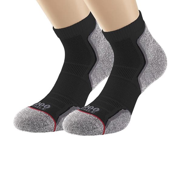 1000 Mile Herre Løbestrømper i Genanvendt Materiale (2-pak) L Sort/Grå Black/Grey L