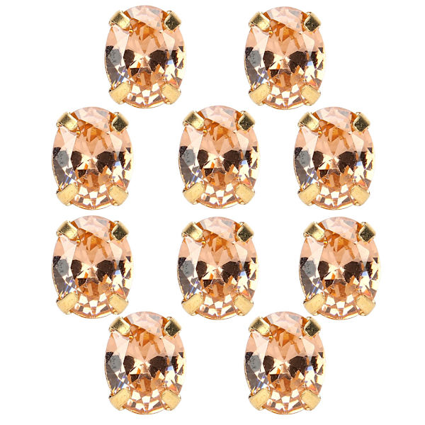 10 st Sömnad Zirkon Rhinestones Ellipsformad DIY Skor Kläder Tillbehör 8x10mm Champagne