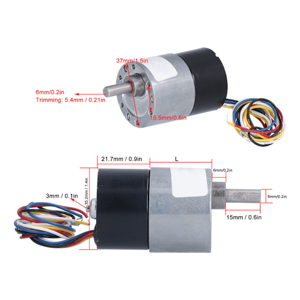 JGB37‑3525 DC 24V Motor Hög Vridmoment Hastighetsreducering Låg Ljudnivå Reversibel Borstlös Växelmotor 45RPM