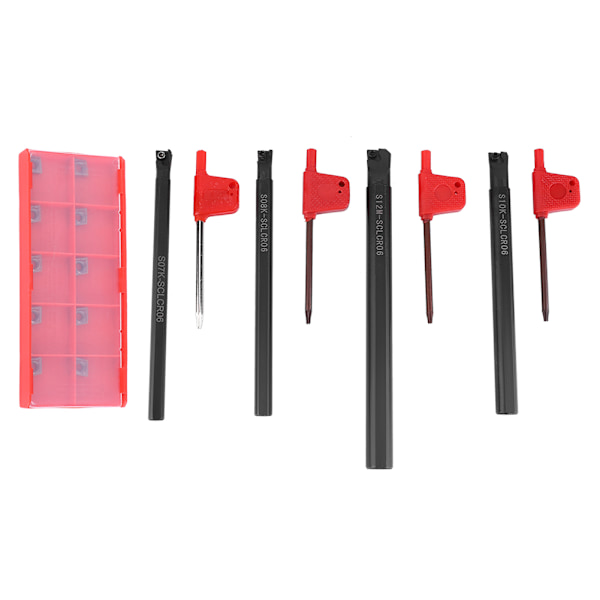 4 stk S07k S08k S10k S12m sCLCR06 Drejebænk Boring Bar Drejeværktøjs Holder   10 stk CCMT 060204 Indlæg