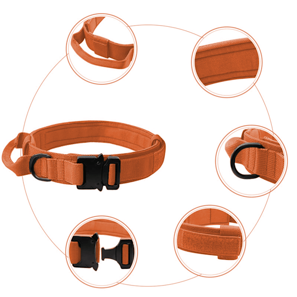 Hundekrave med kontrolhåndtag Hurtigudløsning Metalspænde Heavy Duty Militær Stil