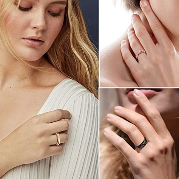 Rostfritt stål tre ringar ring, fashionabla titan stål ring för älskare