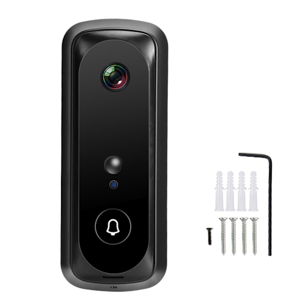 Smart Trådlös Videodörrklocka 1080P HD Dörrtelefon Nattseende Vattentät Access System Svart