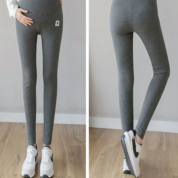 Leggings Ydertøj Plus Size Tynd Sektion Mave Støtte Elastisk Blyant Bukser Høj Talje Bukser til Gravide Mørkegrå L