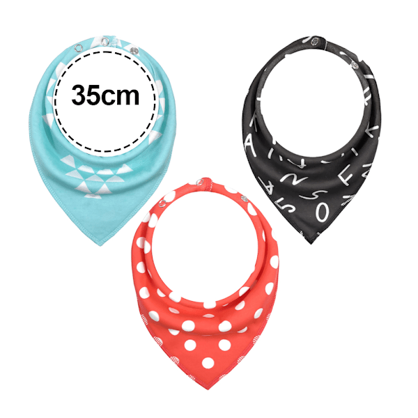 3-pak Baby Bandana-Smekke for Jenter og Gutter med Justerbare Knapper, Organisk Bomull Myk og Absorberende