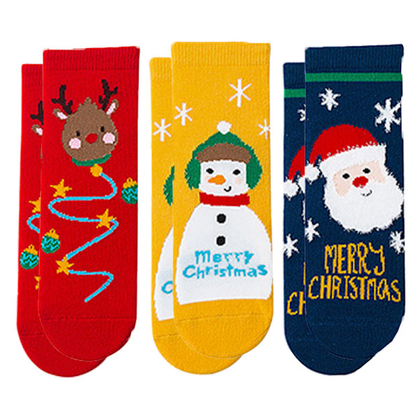 3 stk Søte Barnesock Varme Vinter Crew Sokker Unisex Bomulls Sokker Julegave